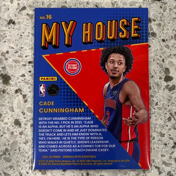 CADE CUNNINGHAM ROOKIE CARD MY HOUSE DETROIT PISTONS NBA PANINI OPTIC 2021-22 - Picture 2 of 3